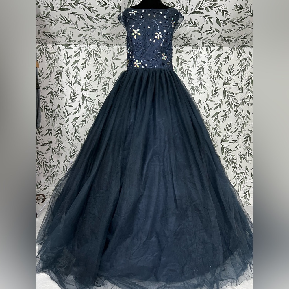 Classic Elegant‎ Sz L 12 Navy Blue Evening Quinceañera Prom Wedding Gown NWT #8